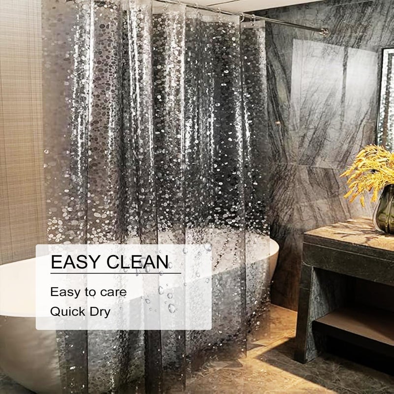 jssablo Shower Curtain Liner, 100% Waterproof Eva Shower Curtains with 3 Duty Heavy Bottom Magnets and 12 Rust Proof Grommets, 72x72 Weighted Shower Liner for Shower Stall, Bathtubs - Image 3